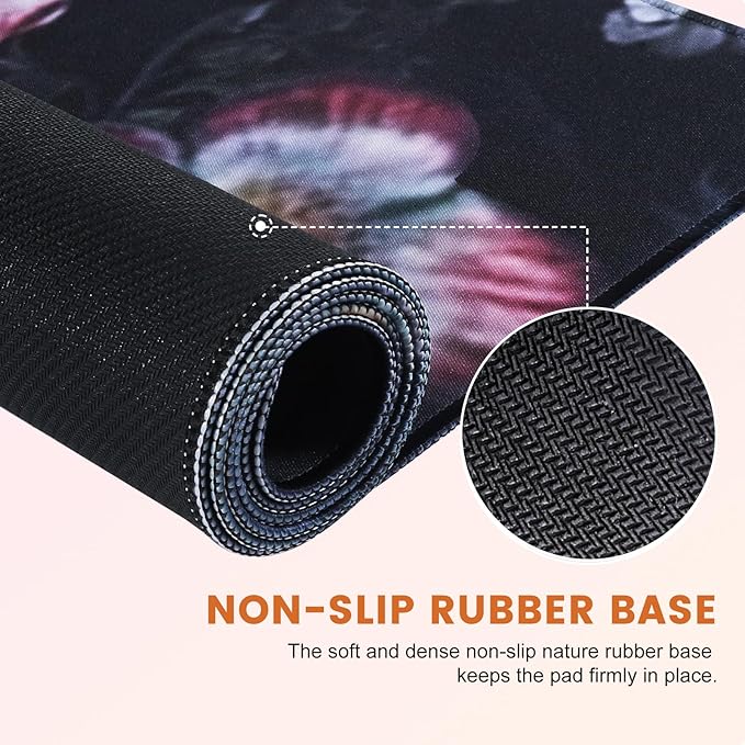 HAOCOO Vintage Aesthetic Floral Plant Desk Mat, Desk Matt for Desktop, Large Mouse Pad Drom Decor, Keyboard Mats for Desk, Computer Desk Cover Mat for Office, Home and School Accessories