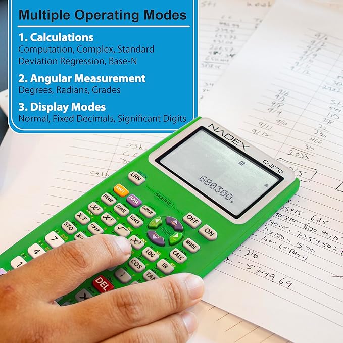 Scientific Calculator with Graphing, Includes Carrying Case, for College and High School Students, Calculus, Algebra, Geometry, Trigonometry, Statistics, Physics, Chemistry, Green
