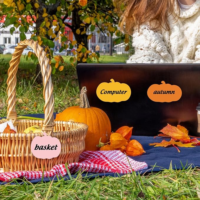 1200Pcs Fall Pumpkin Sticky Notes 3 x 3.4 Inch Pink Orange Self Adhesive Notepads Cute Memo Pads for Autumn Thanksgiving Halloween School Home Office Supplies