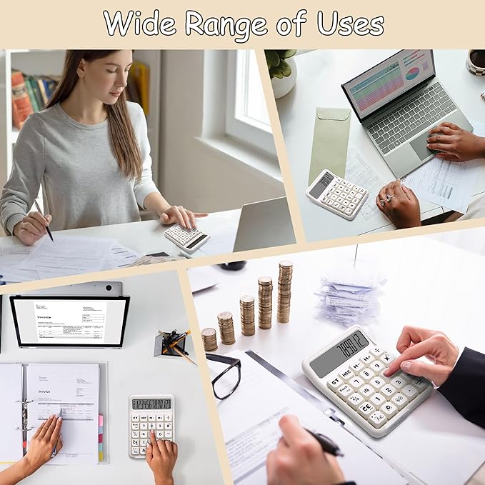 Mechanical Switch Calculator, 12 Digit Large LCD Display, Big Buttons, Real Mechanical Keypad, Desktop Calculator for Office & Study