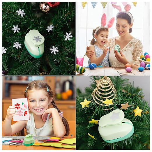UCEC Paper Punches for Crafting, Hole Punch for Kids, 1 Inch Craft Hole Punch Shapes, 6PCS Star Heart Flower Punch Kids Hole Puncher Shape Cutters for Crafts for School Crafting & DIY Projects