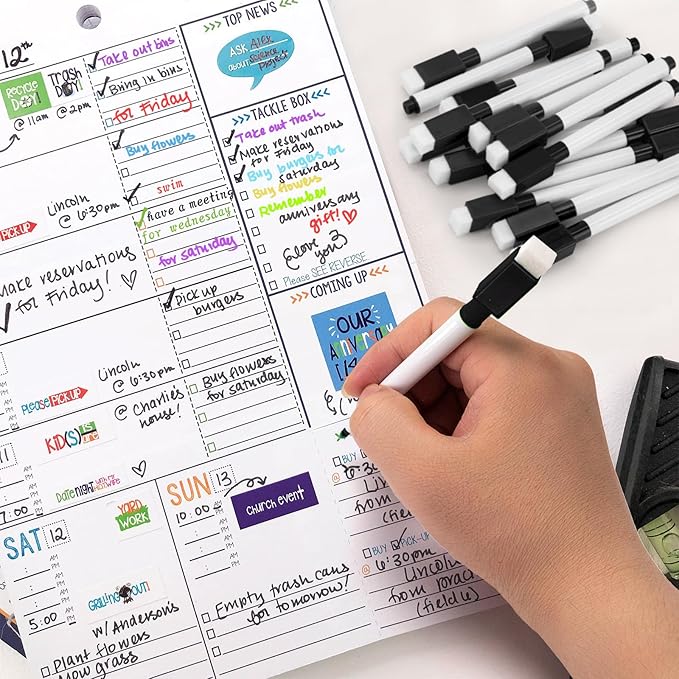 200 Pcs Black Magnetic Dry Erase Markers with Eraser Cap, White Board Mini Dry erase Markers Bulk, Fine Point Tip Student White Board Markers for Teachers Office School Supplies