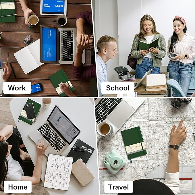 Comix Lined Journal Notebook for Women Men, Journaling Notebooks for Office School Home, Dark Green, 240 Pages, 5.5" x 8.3", College Ruled, A5, Hardcover