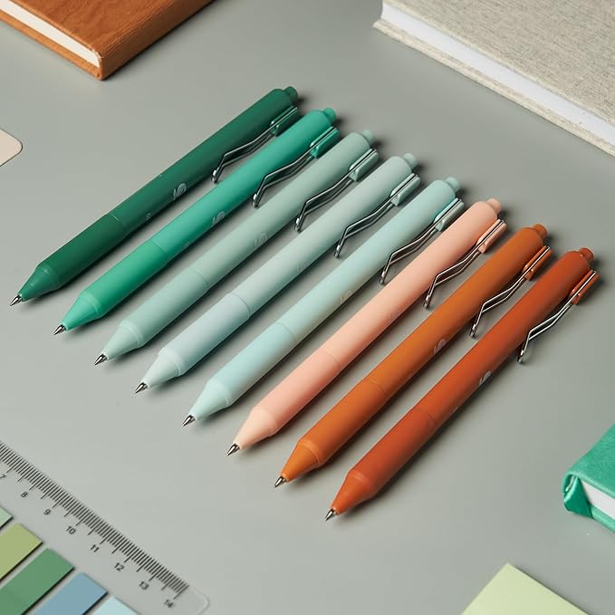 BLIEVE - Black Ink Gel Pens With Cool Matte Finish, Aesthetic and Cute Pens With Smooth Writing For Journaling And Bible Note Taking No Bleed Through, Cute School Supplies 8 Pack (Black Ink)