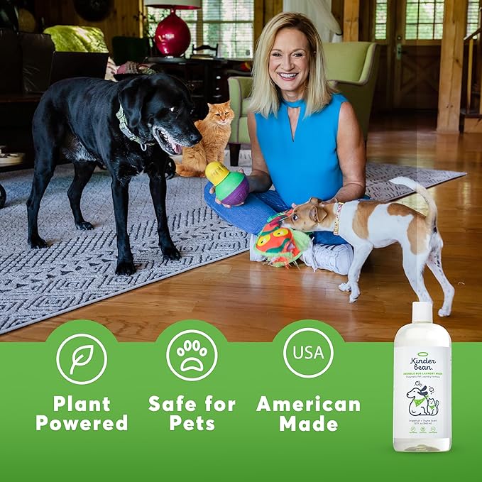 Kinderbean Dog and Cat Laundry Wash, 2-Pack 32 oz. Enzyme Formula Pet Laundry Detergent Removes Pet Odors, Cleans Stains from Cat or Dog Urine, Safe Laundry Odor Eliminator for Bedding, Collars, Toys
