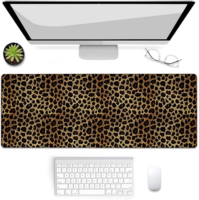 Gaming Mouse Pad, Leopard Print Mouse Pad, Desk Mat, Non-Slip Rubber Base MousePads for Computers Laptop Office School Home Accessories Decor 31.5" x 11.8"