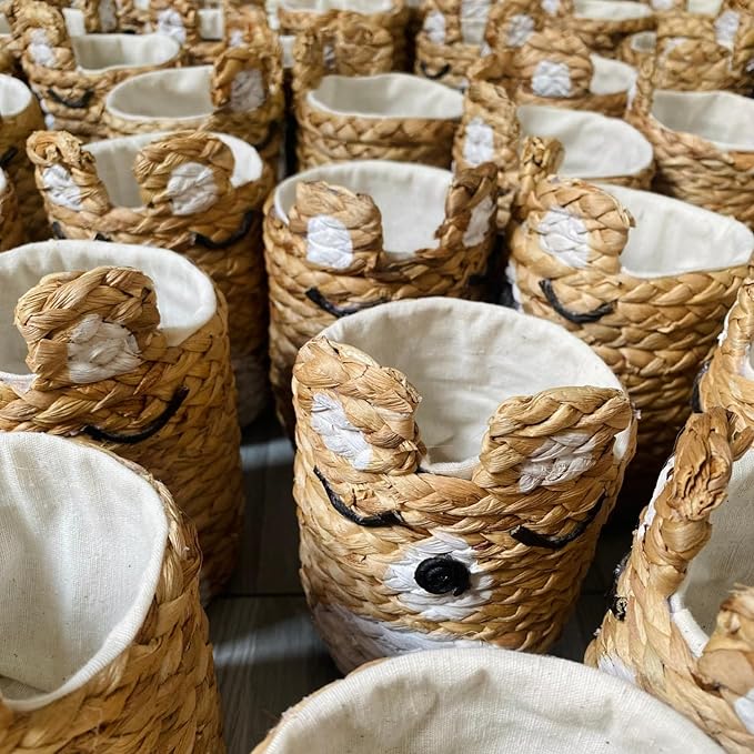 Decorative pen cup for home office desk organizer, round baskets for décor, wooden pencil holder, small makeup brush holder