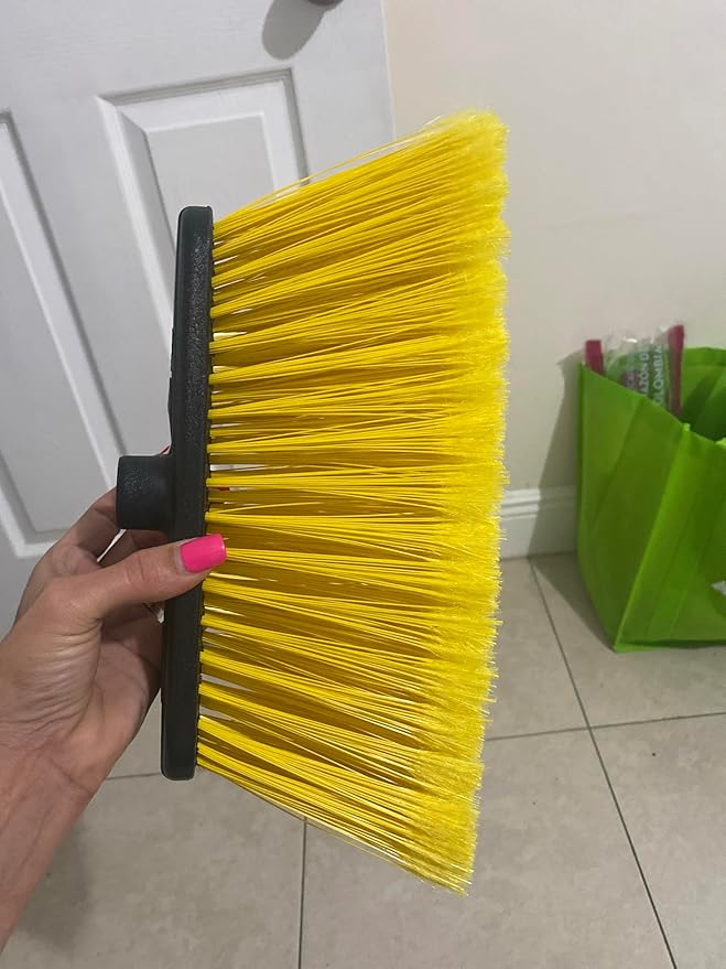Healing Atlas LUZIA Yellow 14" Premium Broom Head – Extra Dense Soft Flagged Bristles – Deep Sweep – Universal 7/8" Thread – Recycled PP – Handle Not Included(Yellow, LUZIA)
