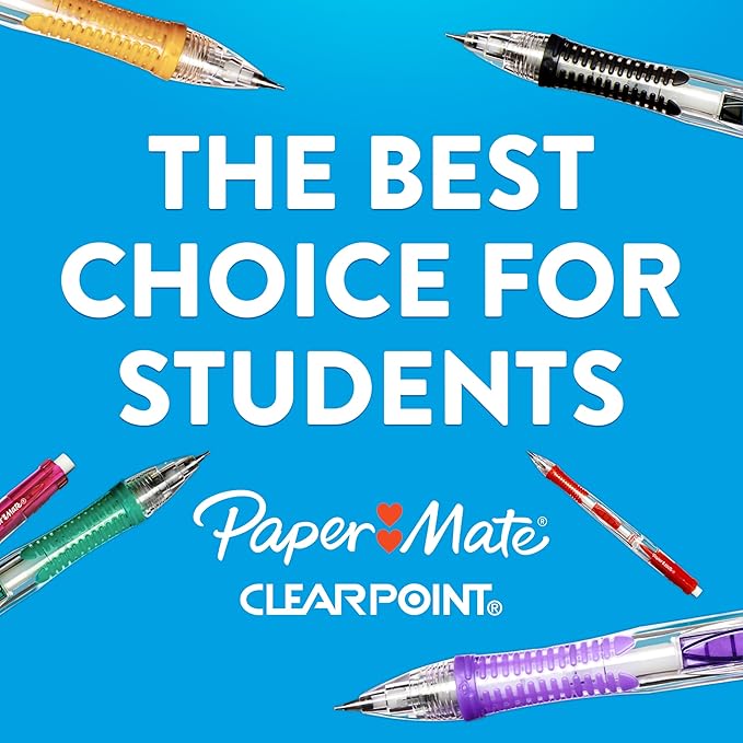Paper Mate Clearpoint Mechanical Pencils, 0.7mm HB #2 Pencil Lead, 2 Pencils, Assorted Barrel Colors, 10 Count - Back to School,Teacher Supplies, Drawing, Sketching
