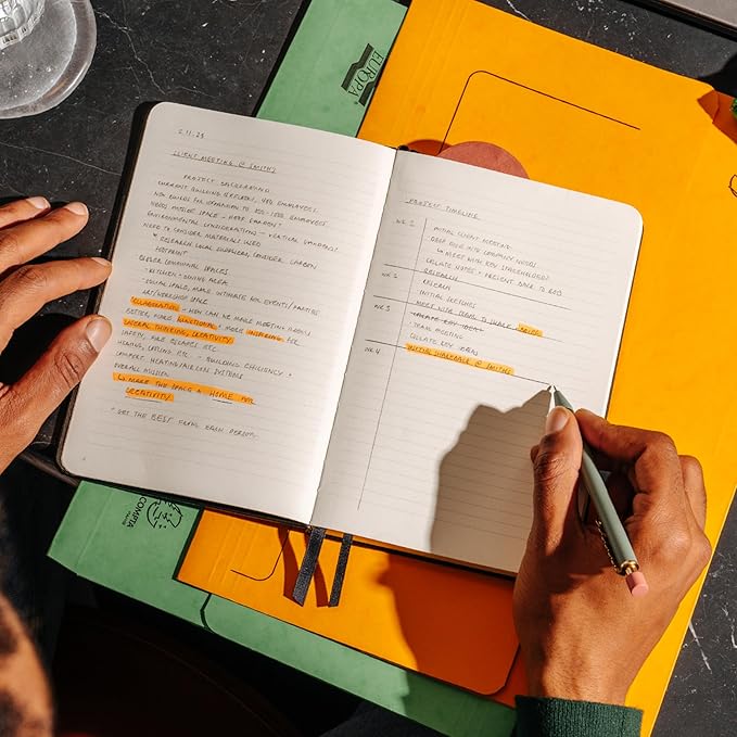 Papier Everyday Notebook - Black, 5” x 8.25” | Lined Journal Book with Expandable Back Pocket | For Note Taking, Journalling, List Making, School, University Essentials or the Office | FSC Paper