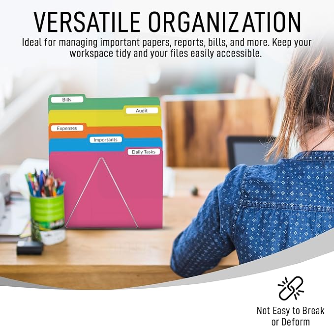 White File Folders, 1/3-Cut Tabs, Letter Size, 12-Pack – Durable Office Filing Folders for Documents, Papers, and Organization