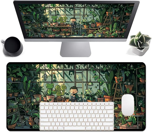 Frog Cute Mousepad 31.5 x 15.7 inch, Large Green Desktop Mat, Waterproof Desk Mat Gaming Mouse Pad, Laptop Pad, Computer Writing Mat for Home Office Desk Decor