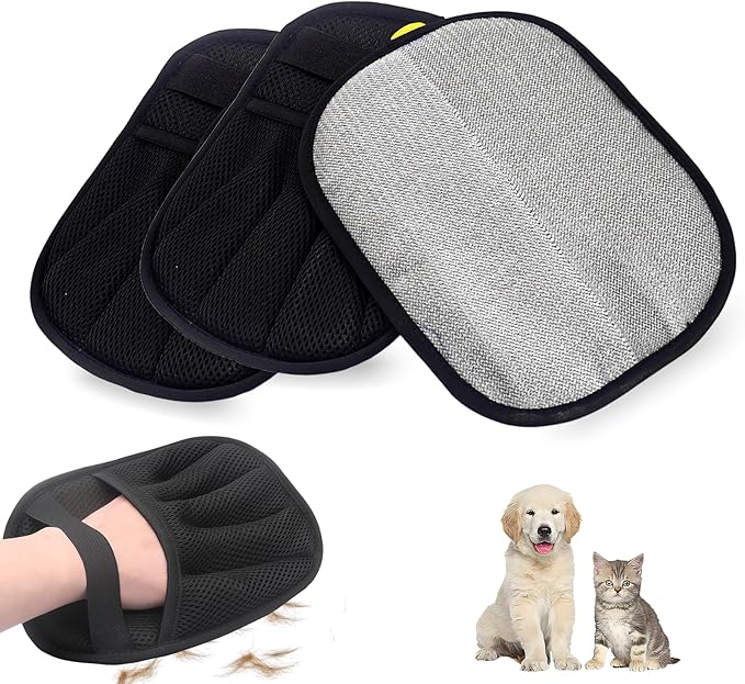 Yehenarn Pet Hair Remover Glove, 3PCS Upgraded 5-Finger Electrostatic Pet Hair Removal Gloves, Pet Hair Removal Tool for Laundry, Furniture, Clothes, Couch, Bed, Carpet, Car Seat