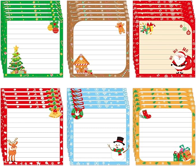 30 Pack Christmas Sticky Notes - 600 Sheets Holiday Memo Notes for Message Reminder Gifts School Office Students Teachers Presents