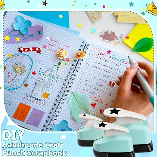 Star Punch Paper Craft Tool, 3Pcs Different Size Star Shaped Hole Puncher for Scrapbook Supplies, Card Making, DIY Crafts, Estrella Paper Cutter & Punch Set for Papel Crafts