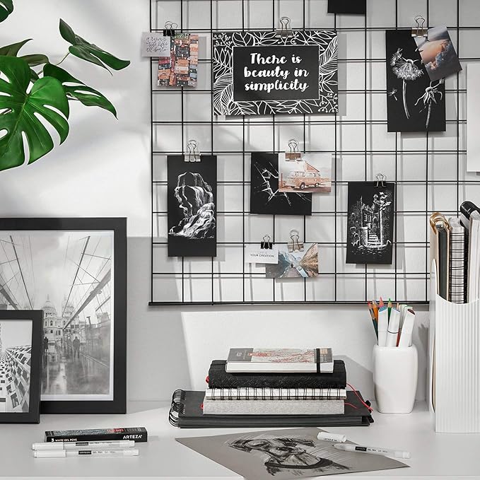 ARTEZA White Gel Pens, Pack of 3, White Rollerball Pens for Artists, Ideal for Drawing and Writing