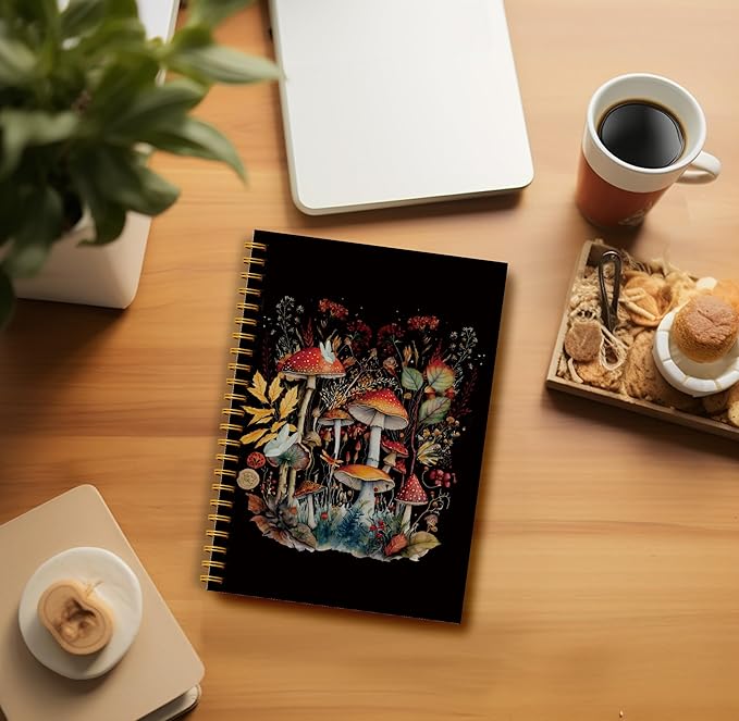 Mushroom Spiral Journal Notebook - Mushroom Notebook 5.5×8.3, Mushroom Gifts Notebook Journal, Mushroom Gifts for Women, 164 Pages