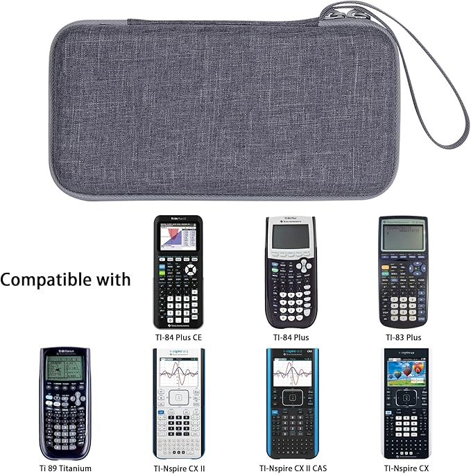 co2CREA Carrying Case for Texas Instruments TI-84 Plus CE Python Enhanced/TI-84/TI-Nspire CX II CAS/TI-Nspire CX II/TI-83 Plus/TI-89 Titanium/TI-85/TI-86 Color Graphing Calculator, Gray Case