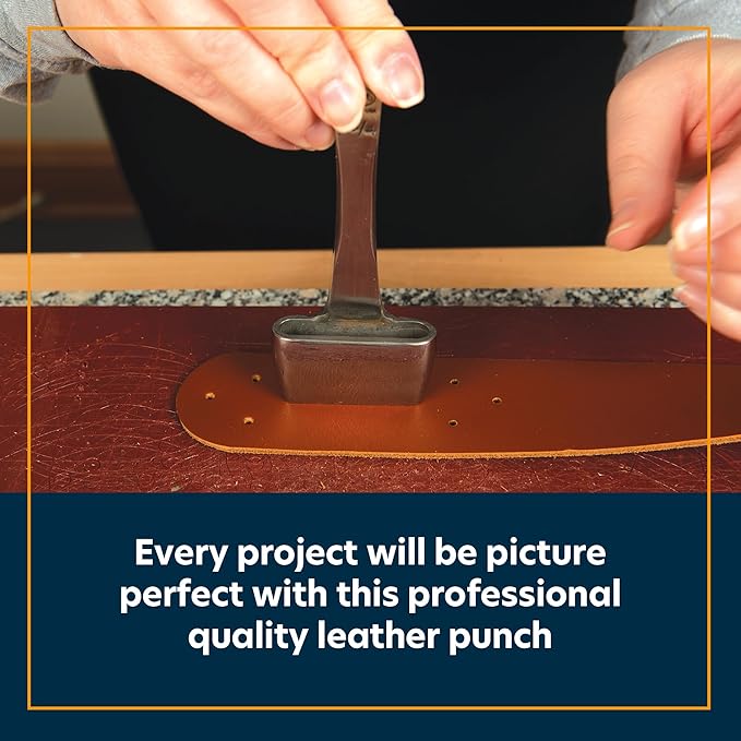 Weaver Supply Steel Oblong Leather Punch, Polished Hole Puncher for Cutting All Kinds of Webbing and More, Professional Punching Tool