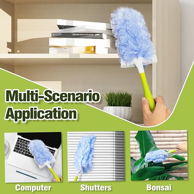 DALIPER Heavy Duty Duster Refills Compatible with Swiffer, Duster Kit with 30 PCS Refills & 1 Handle, 360° Dusters with 4X Microfibers for Dusting Ceiling Fans, Electronics, Furniture, Blinds