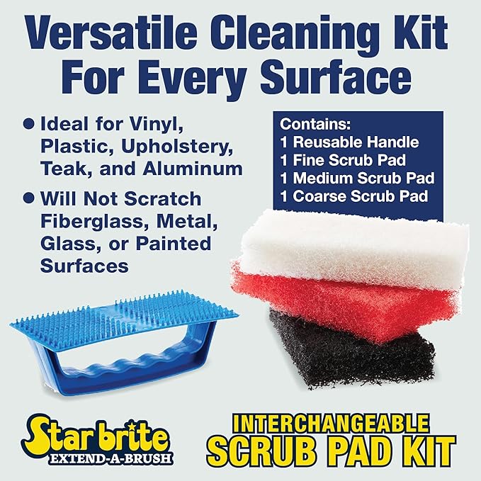 STAR BRITE Scrub Pad with Detachable Handle - Fine, Medium & Coarse; Choose from 3 Different Textures