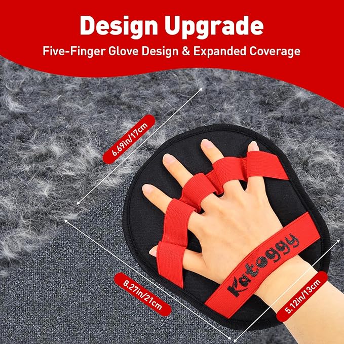 Katoggy Pet Hair Removal Glove for Dog and Cat, Reusable Pet Hair Remover, Ergonomic Five-Finger Design, Effective Hair Removal for Laundry, Furniture, Car Seat and Household Surfaces