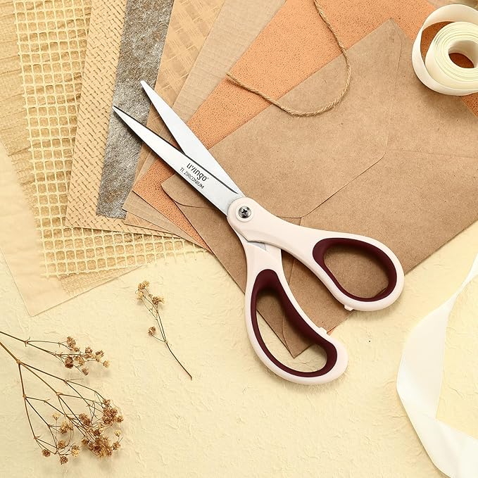 LIVINGO 3 Pack 8" Sharp Scissors All Purpose - Titanium Coated Stainless Steel Blades for Office, School & Home Crafting Cutting Fabric, Paper - Sky Blue & Dusty Pink & Beige