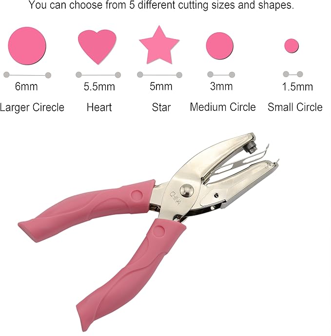 IZTOSS Handheld 1/16 Inch Paper Punch with Pink Handle, 1 Hole Punch, Small Hole Punch for Kids and Adults