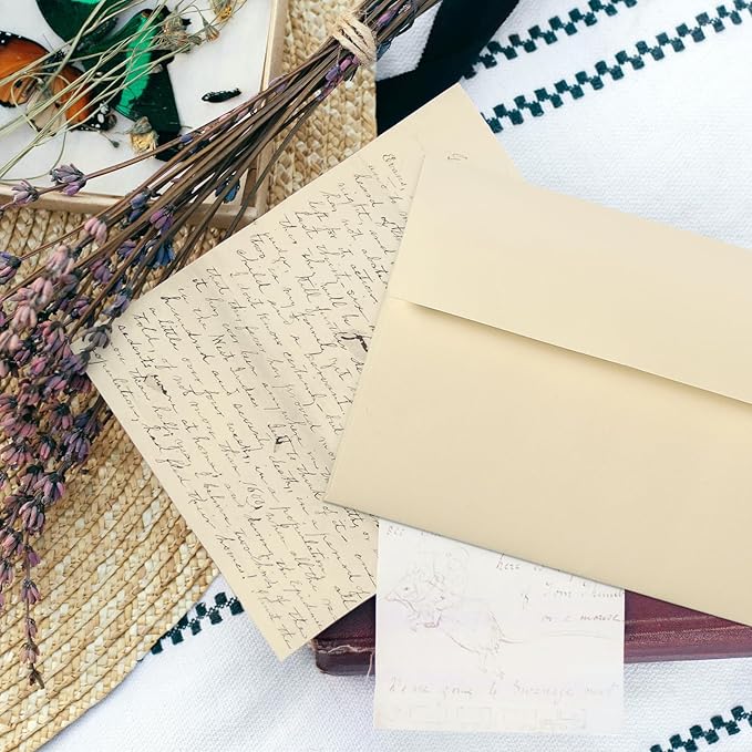 Ivory Blank Cards and Envelopes (Unfolded), Goefun 5x7 Flat Cream Cardstock and A7 Envelopes Self Seal 100 Pack for Wedding, Invitations, DIY Greeting Cardstock, Thank You Cards & All Occasion