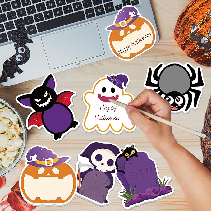600Pcs Halloween Sticky Notes, Self-Adhesive Halloween Note Pads Spider Pumpkin Ghost Memo Pads Removable Halloween Memo Notes for Halloween School Office Home Students Teachers Favors