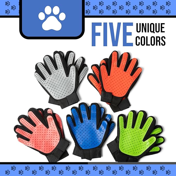 HappiTails Pet Grooming Gloves – 1 Pair – Deshedding & Bath Massage Mitts for Dogs & Cats – Choose from 5 Colors – Adjustable, Reusable & Easy to Clean (Blue)