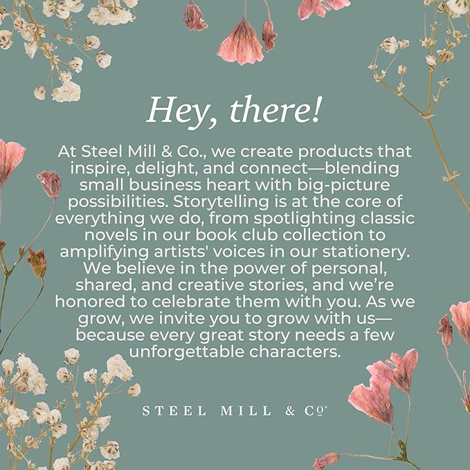 Steel Mill & Co Cute Mini Spiral Notebook, 8.25" x 6.25" Journal with Durable Hardcover and 160 Lined Pages (Watercolor Flowers)