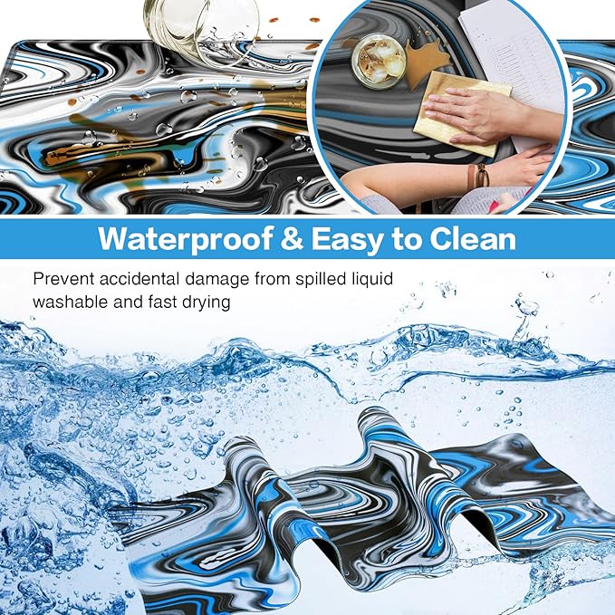 Gaming Mouse Pad Blue, Large Mouse Pad XXL 35.4×15.7in, Extended Computer Keyboard Mouse Mat Desk Pad for Laptop with Stitched Edges, Waterproof Mousepad for Gamer Home&Office Women