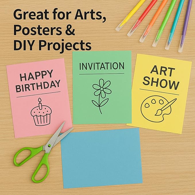 Colored Copy Paper 8.5 x 11, Letter Size Printer Paper, 600 Sheets (150 Each of Pink, Green, Blue, Yellow), Jam-Free, Bulk Pastel Colored Paper for Arts & Crafts, DIY Projects, Made in USA