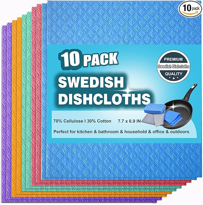 12 Packs Swedish Dishcloths for Kitchen, Reusable Paper Towels Compostable Swedish Dish Clothes for Kitchen and Household Use