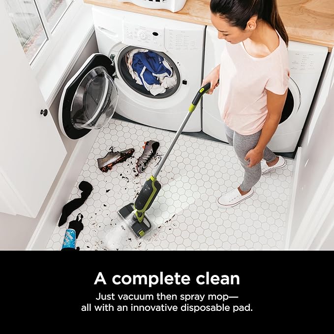 Shark VACMOP Cordless Hard Floor Vacuum Mop Includes 2 Disposable VACMOP Pads and a 12oz VACMOP Solution, Charcoal Gray, VM180
