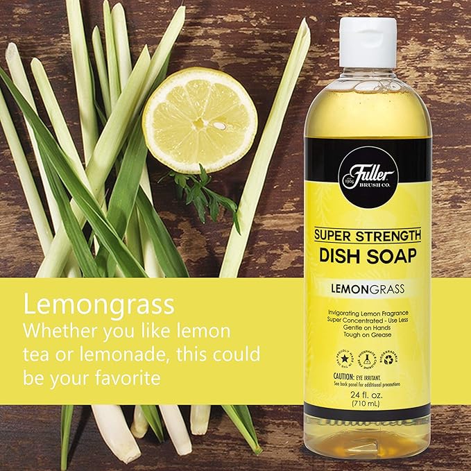 Fuller Brush Super Strength Dish Soap ? Economical ? Use Much Less ? For Dishes, Glasses, Silverware, Utensils, Pots, Pans, Countertops, Tables ? Invigorating Fragrance (Lemongrass)