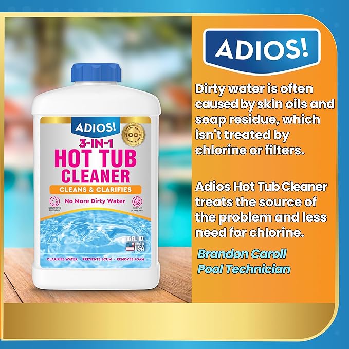 3-in-1 Spa Cleaner - Clarifies Water, Stops Scum and Removes Foam, Works with Chlorine and Bromine 16oz