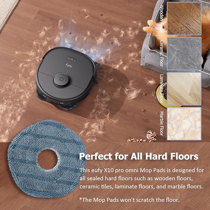 6 Pack eufy Mop Pads fit for eufy X10 Pro Omni Robot Vacuum Accessories,Replacement Parts Washing Mopping Pad Replacement Mop Pads