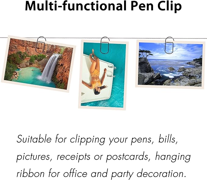 Wisdompro Pen Clip, 12 Pack Stainless Steel Pencil Clip Holder for Notebook, Books, Journal, Clipboard, Paper, etc. - Fits Almost Any Pen Size (Black)