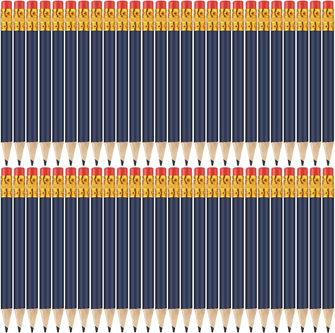 50 Pcs 4 Inch Mini Golf Pencils with Erasers Bulk Pack of Wooden Pencils for Parties Weddings School and Offices (Blue)