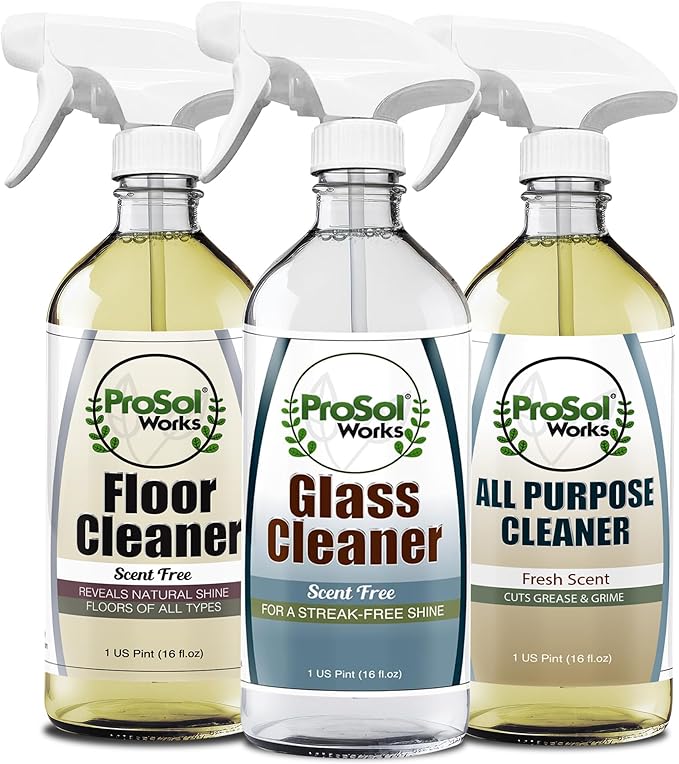 Glass & Surface Cleaning Trio – 3-Pack - Includes All-Purpose Cleaning Spray, Floor & Glass Cleaner - 16 fl oz Each - Non-Toxic & Made in USA