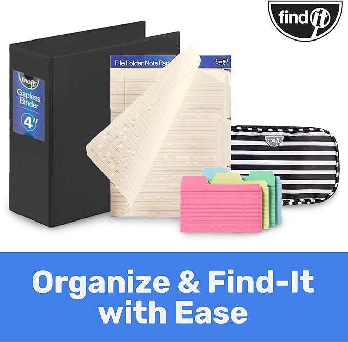 Find It File Folder Notepad - Pack of 12-9.5 x 12.5 Inch Notebook Organizer Folders for Filing, Document, and Clipboard Organization - Cream