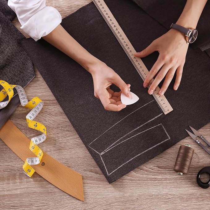 Fulmoon 12 Pieces Wood Double Sided Meter Stick Yard Stick Thick Wooden Ruler Yardsticks Bulk for School Classroom Home Office Kids Measuring Meterstick(39", 12", 24", 6")