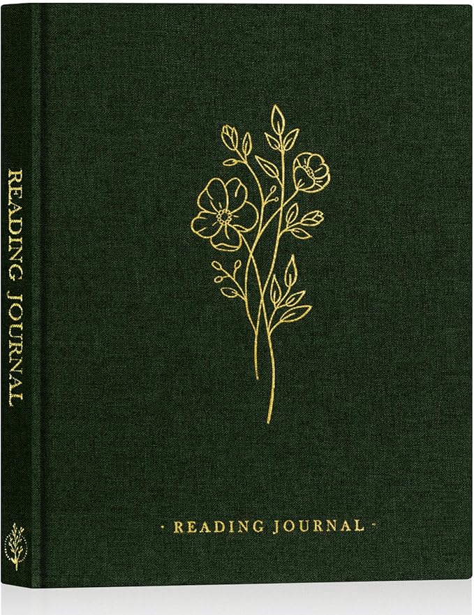 Lanpn Reading Book Journal for Book Lovers Readers, 9.3" x 7.7", 158 Pages Linen Hardcover Books Tracker with 52 Reviews, Read Log Notebook Bookish Gifts (Green)