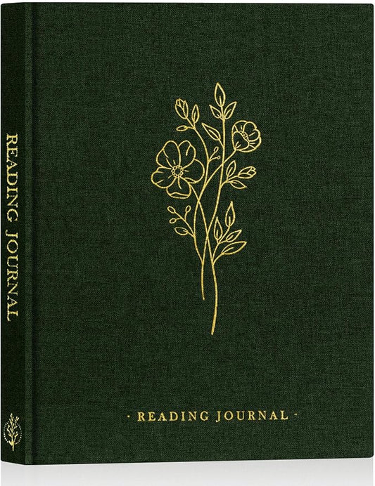 Lanpn Reading Book Journal for Book Lovers Readers, 9.3" x 7.7", 158 Pages Linen Hardcover Books Tracker with 52 Reviews, Read Log Notebook Bookish Gifts (Green)