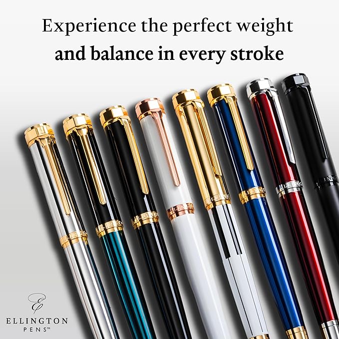 Ellington Pens Luxury Fountain Pen Set - Extra Fine Nib - Includes 3 Ink Cartridges, Refillable Ink Converter, Gift Box -Fountain Pens For Writing, Calligraphy, Journaling, Sketching (Urban Hunter)
