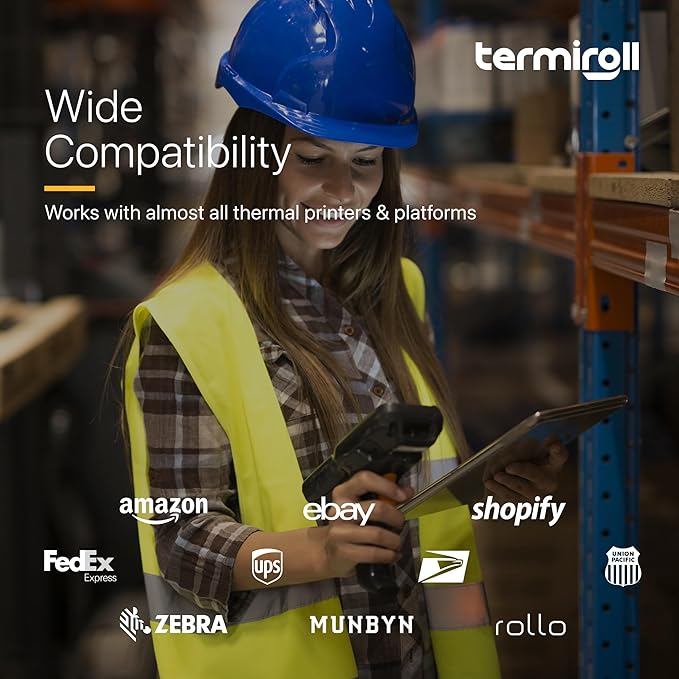 4x3 Thermal Label for Barcodes & Address - Perforated - 500 Labels/Roll - Compatible with Most Direct Thermal Printers Rollo, Zebra - Strong Adhesive, BPA-Free, Commercial Grade (4"x3", 500, Count)