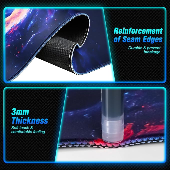 Space Nebula Theme Gaming Mouse Pad, Cool Style Mouse Pad, Comfortable Rebound Smooth Fabric Surface & Non-Slip Rubber Base, Excellent Control & Stability Gaming Desk Mat