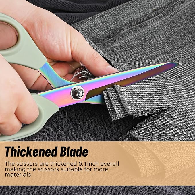 Premium Fabric Scissors Heavy Duty Multi-Purpose Titanium Coated Stainless Steel Leather Sewing Tailor's Scissors with Comfortable Handles, Craft Clothing shears (9.8 in.)